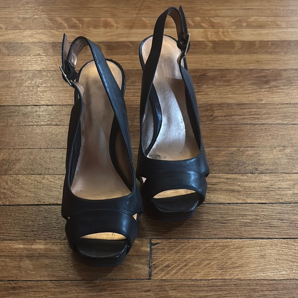 Jessica Simpson Black Peep-Toe Slingback Heels